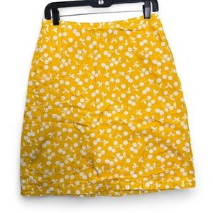 Boden 6 Yellow White Cherry Print A-Line Skirt Retro Indie Pinup Casual Cute EUC